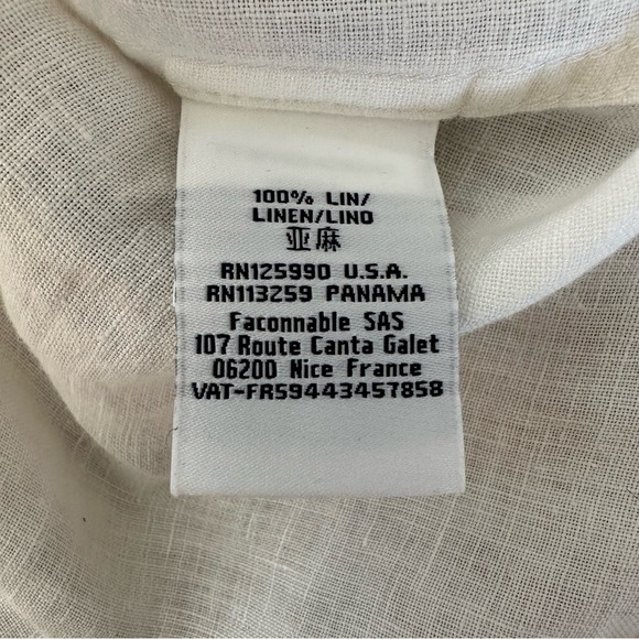 Faconnable 100% Linen Button Down Shirt Mens L Cream Resort Summer - Picture 9 of 10